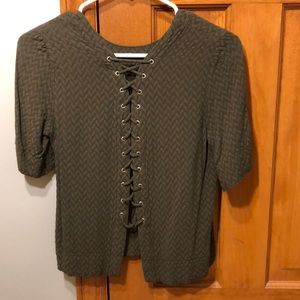 Olive Green top with Cute Tie Back!